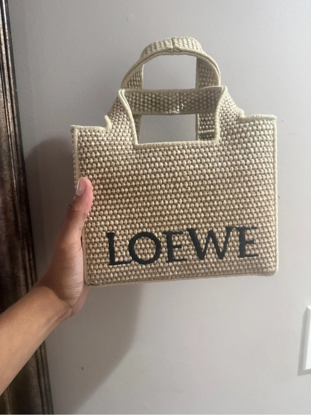 Loewe Natural Woven Logo Mini Tote